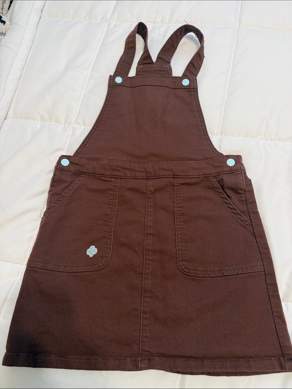 Girl Scout Brown Overall Pinafore Dress with Pocket Accent- Brownie